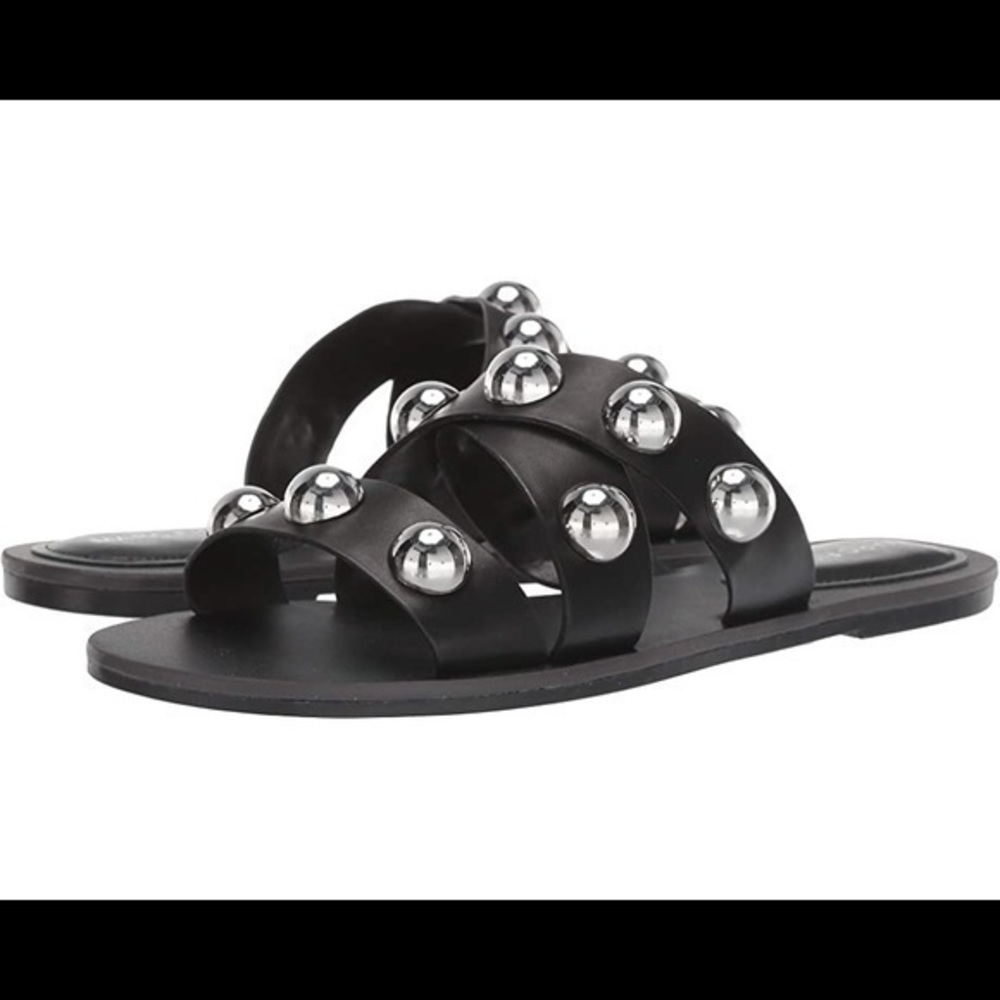 Marc Fisher Black Sandals with Silver Accents
